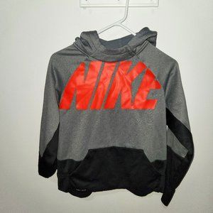 Nike Youth Boys Dri-Fit Hoodie Pullover Gray/Orange (Large - Size 10/12)